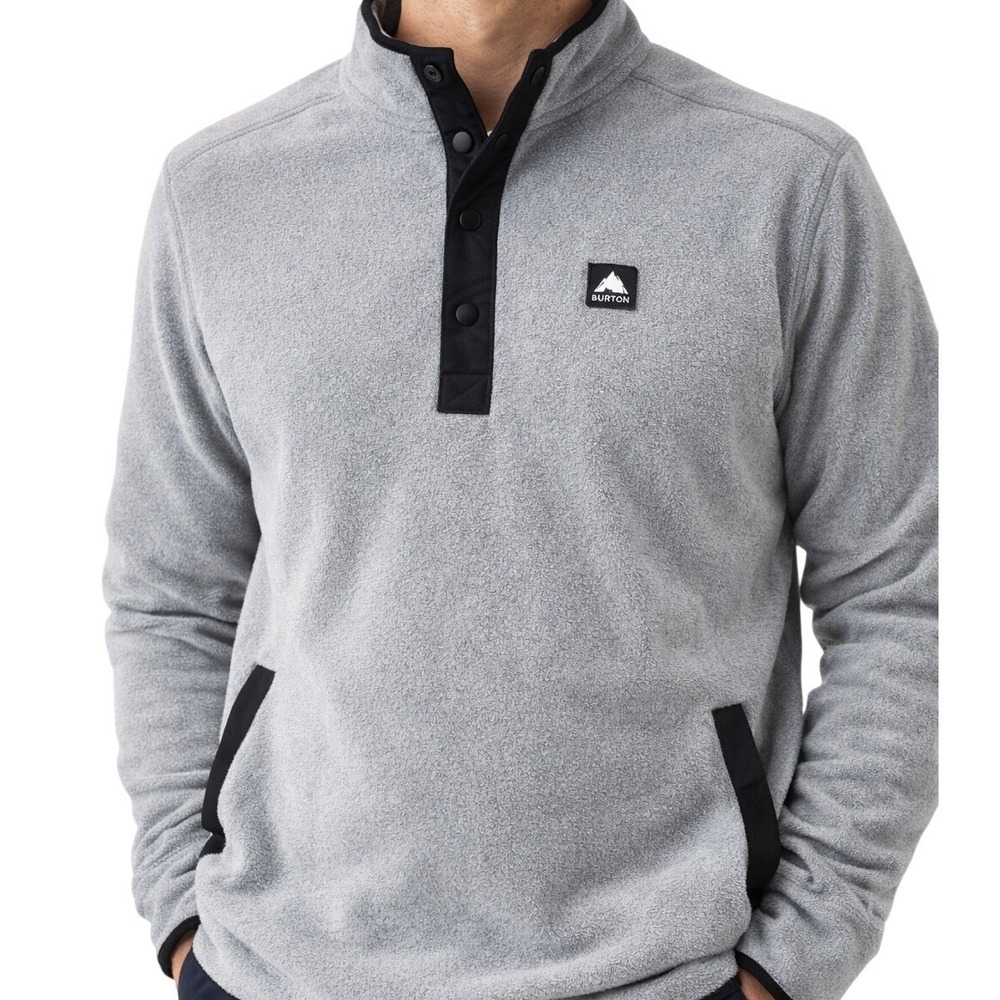 Burton Hearth Snap Fleece Pullover XXL Grey Polartec‎ Snowboard Jacket Mens 2XL